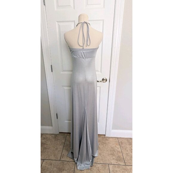Vtg My Michelle Empire Halter Maxi Gown Sz M Silver Y2K Whimisigoth Fairy - Picture 8 of 16
